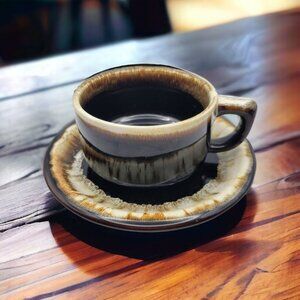 Pfaltzgraff Brown Drip Glaze Cup Saucer Coffee Tea Replacement Set Brown Vintage
